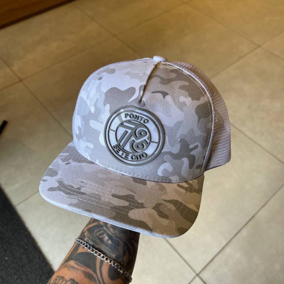 BONÉ MASCULINO PONTO 78 TRUCKER CAMUFLADO LIGHT GRAY