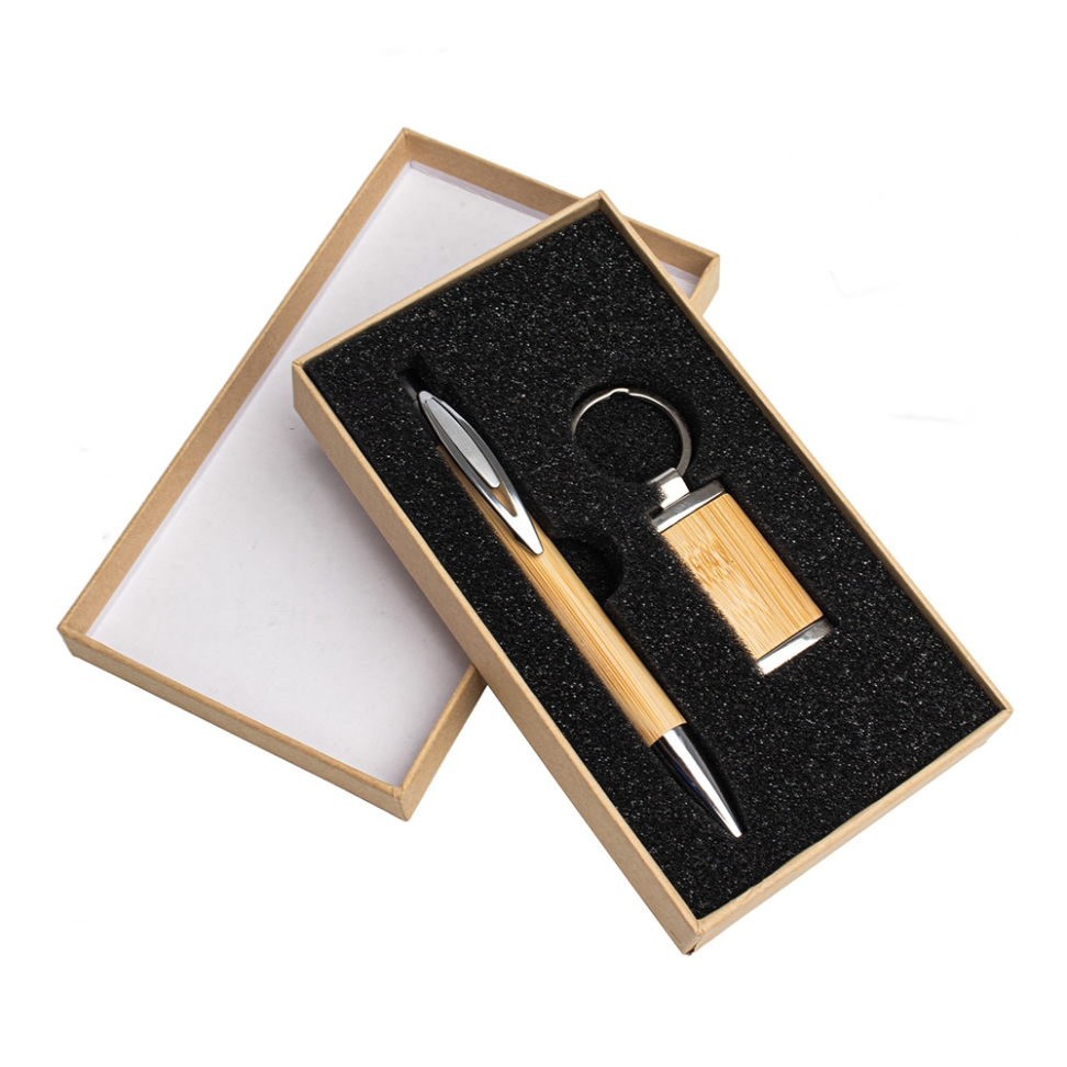 Kit Caneta e Chaveiro de Bambu - #3