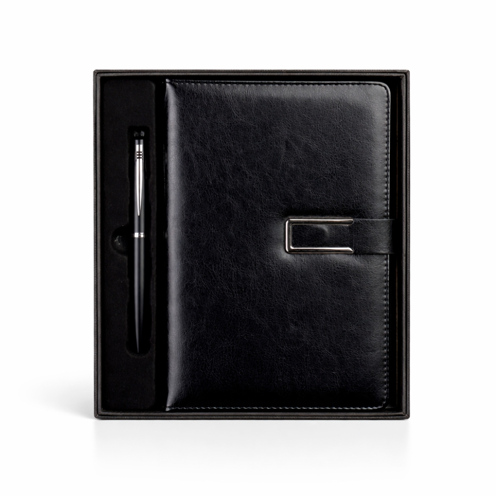 Kit Moleskine Couro Sintético e Caneta de Metal - #2