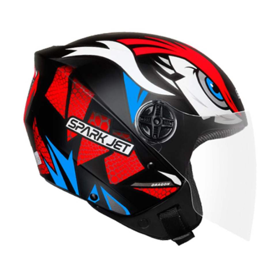 CAPACETE EBF SPARK JET DRAGON PRETO/VERMELHO Nº 56