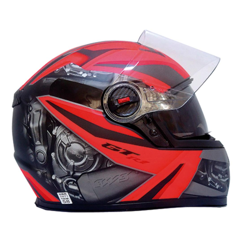 CAPACETE FW3 GTX R1 PRETO FOSCO/VERMELHO C/OCULOS Nº 58