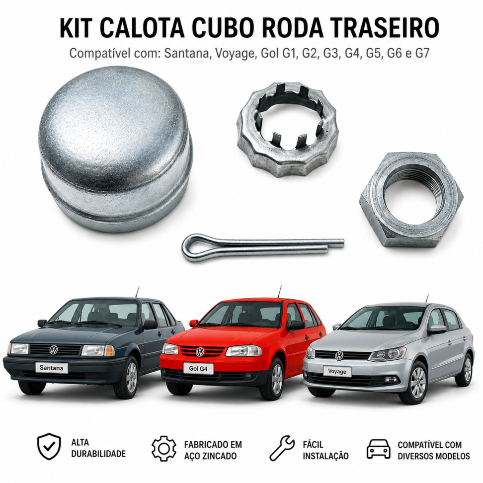 Tampa Calotinha Cubo Eixo Traseiro Vw Fox Gol G2 G3 G4 G5