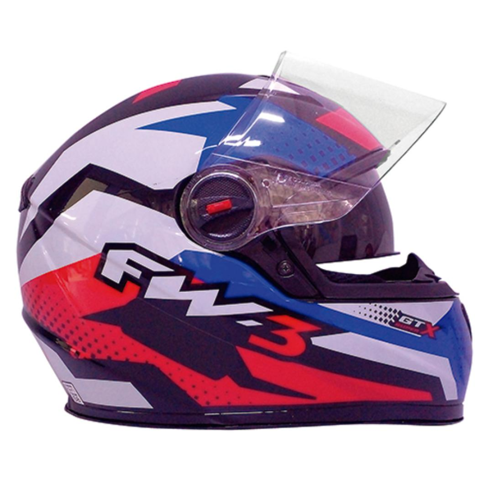 CAPACETE FW3 GTX SUPER VERMELHO/AZUL/BRANCO C/OCULOS Nº 60