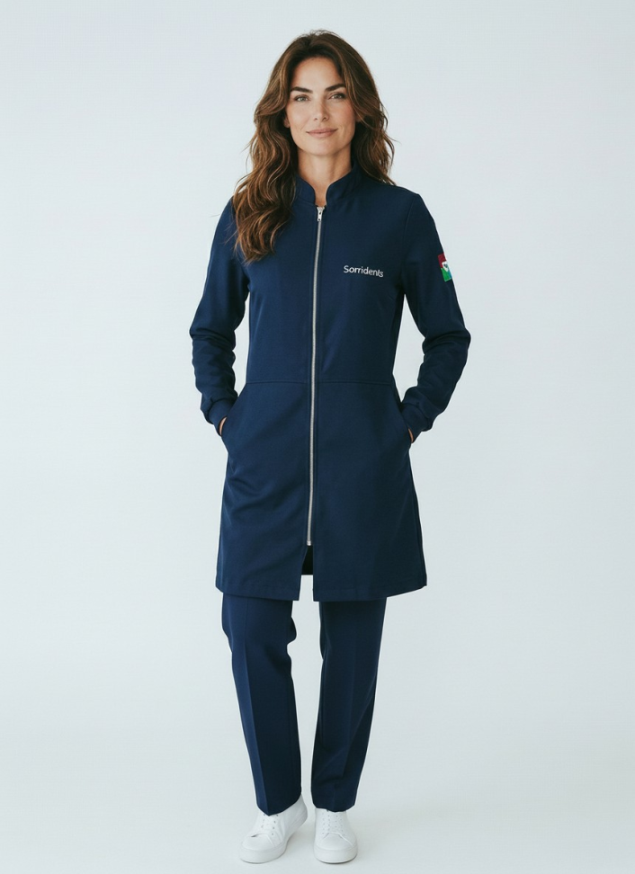 Jaleco Azul com ziper feminino Sorri