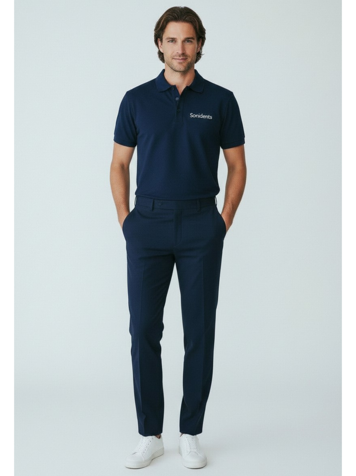 Pólo masculina azul marinho Sorri