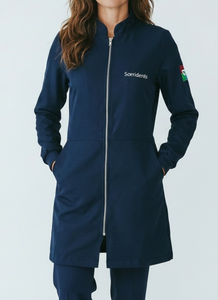 Jaleco Azul com ziper feminino Sorri