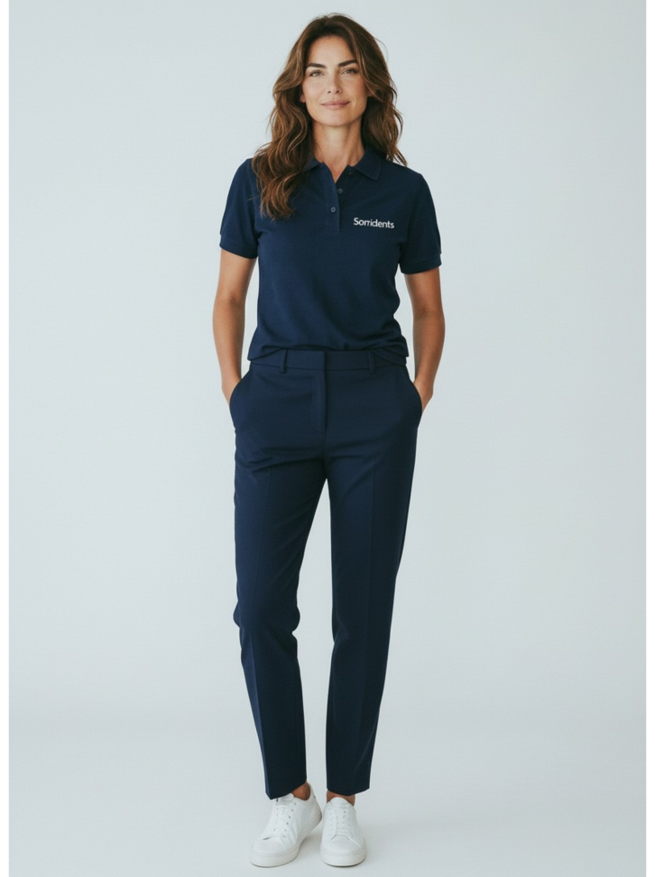 Pólo feminina azul marinho Sorri