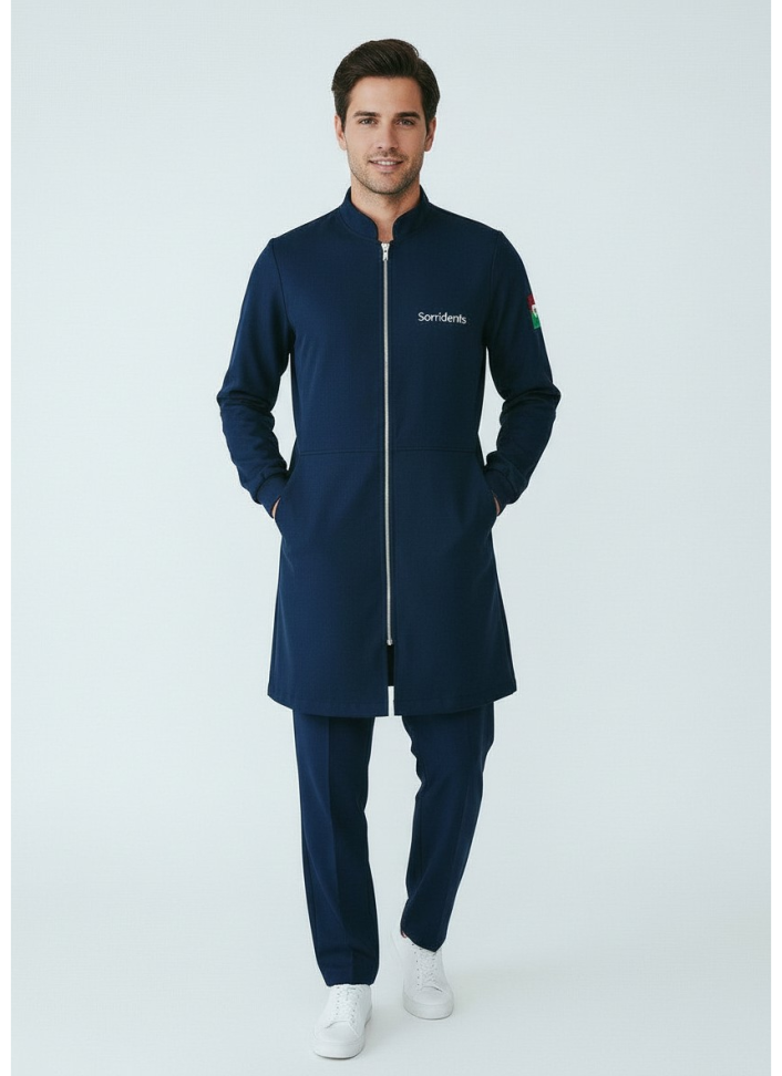 Jaleco Azul com ziper masculino Sorri