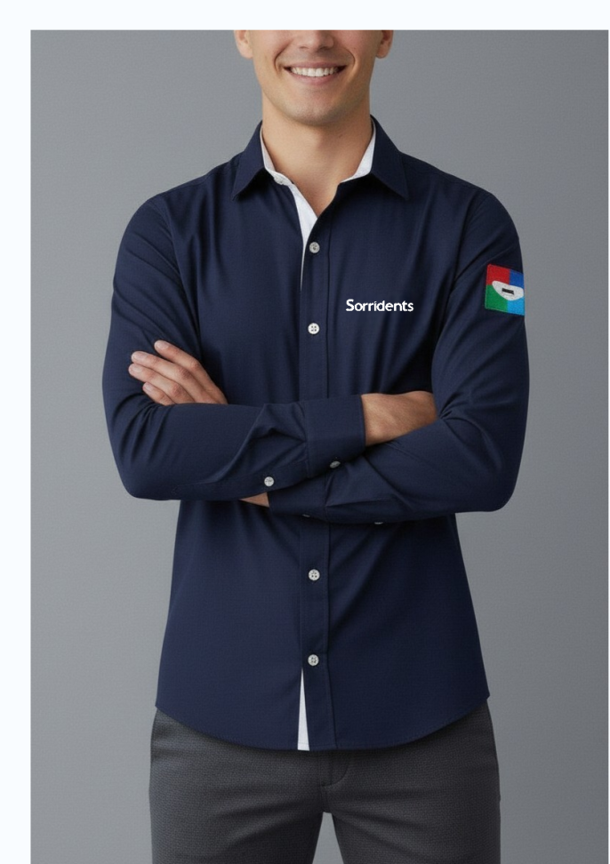 Camisa Tricoline Azul com detalhes brancos masculino Sorri