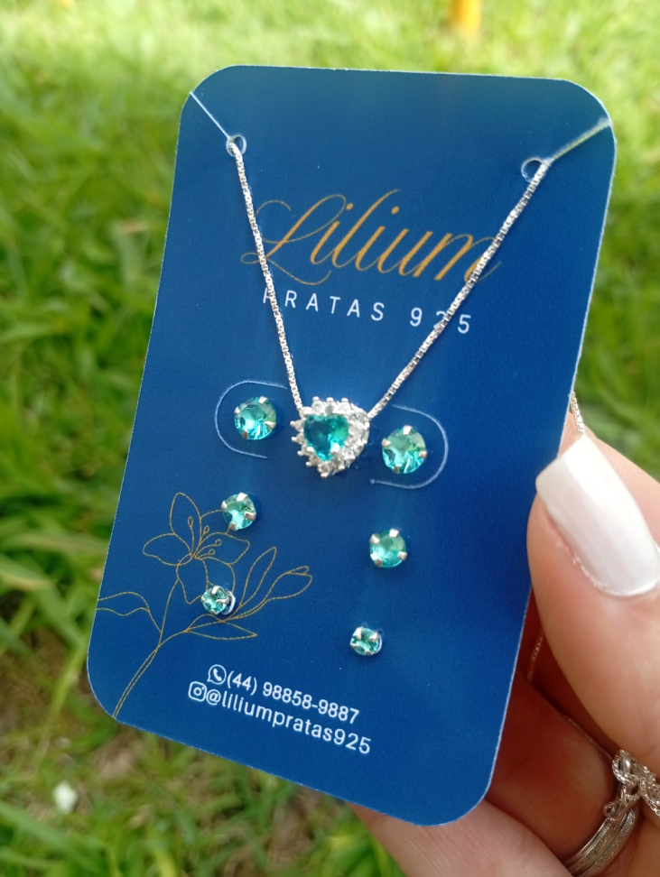 Conjunto colar e brincos Prata 925