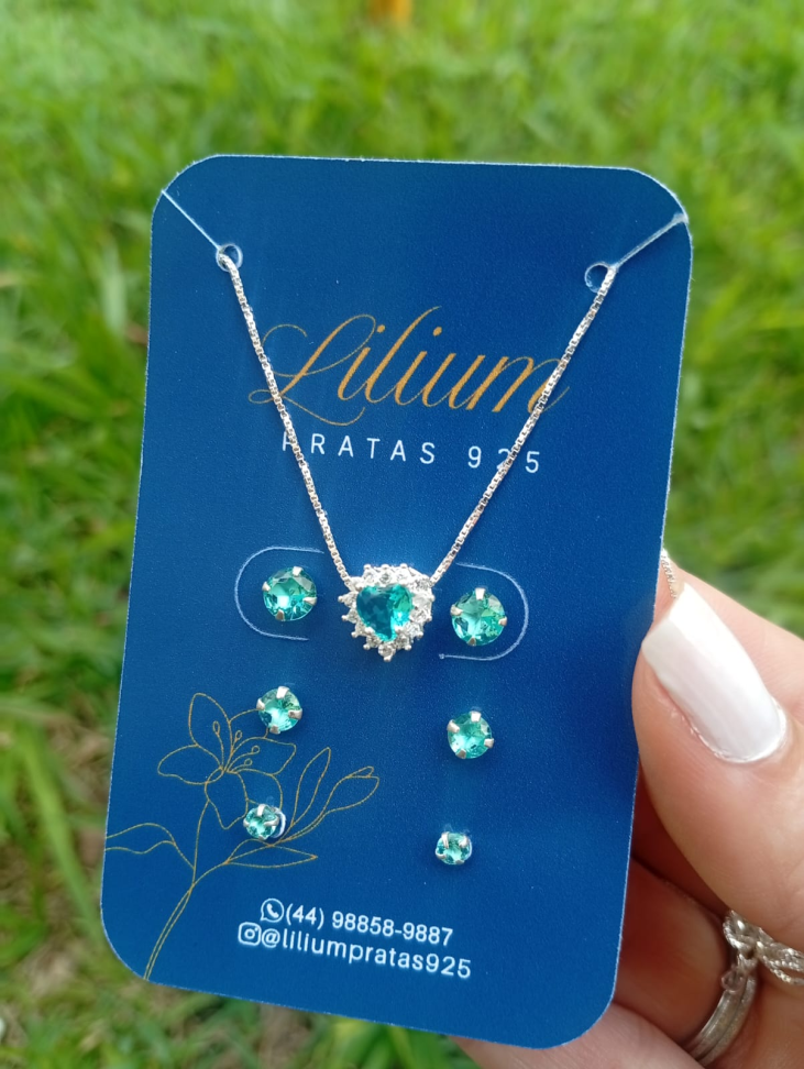 Conjunto colar e brincos Prata 925