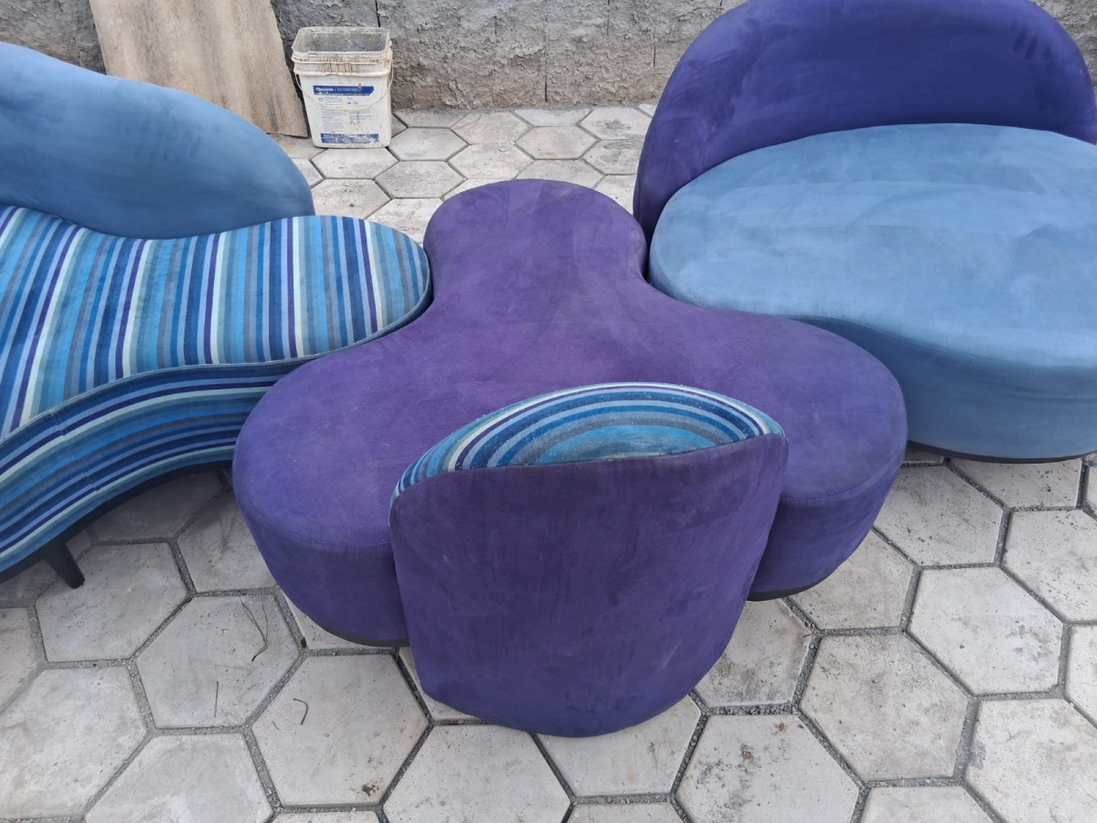 Sofá Azul e Roxo de 3 partes - #4