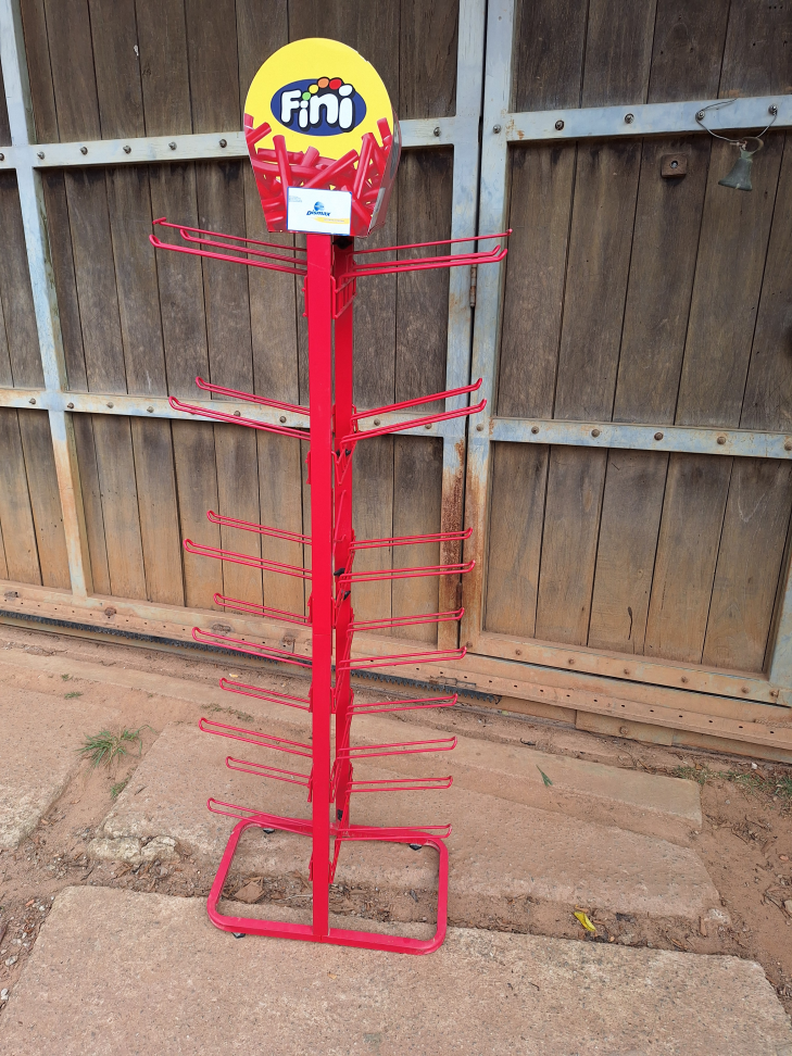Expositor duplo vermelho