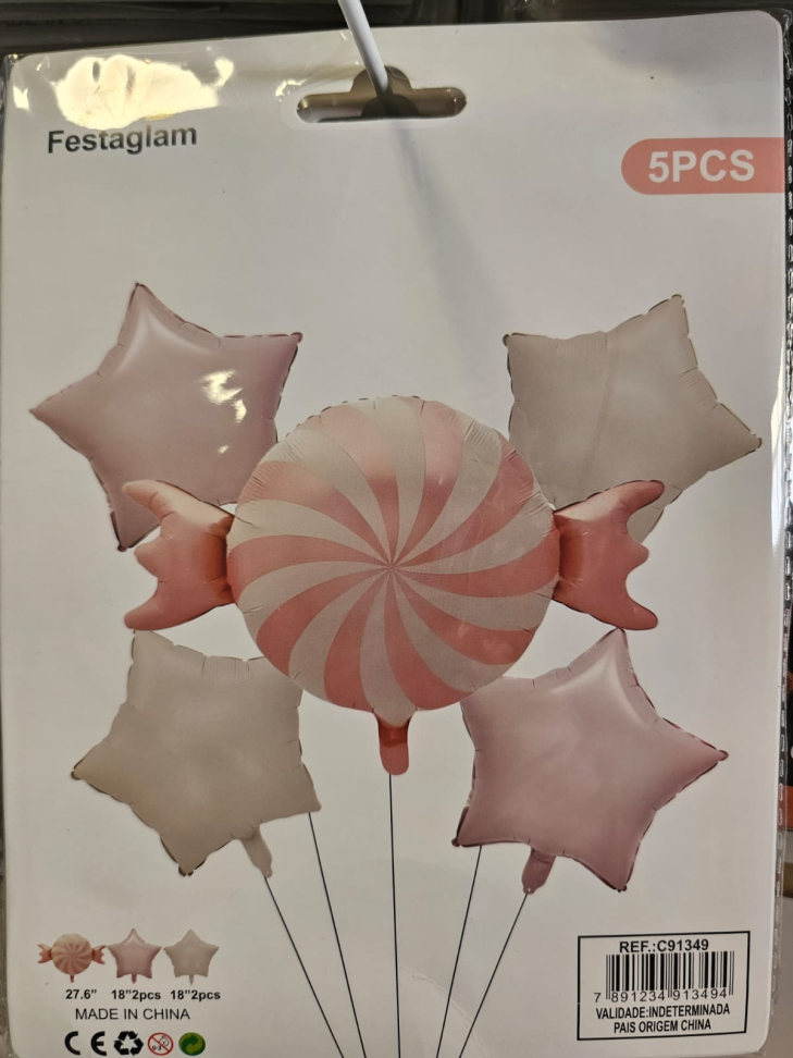 Kit Balões Metalizados Candy – 5 Peças