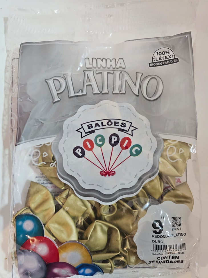 Balão Platino Ouro 9"