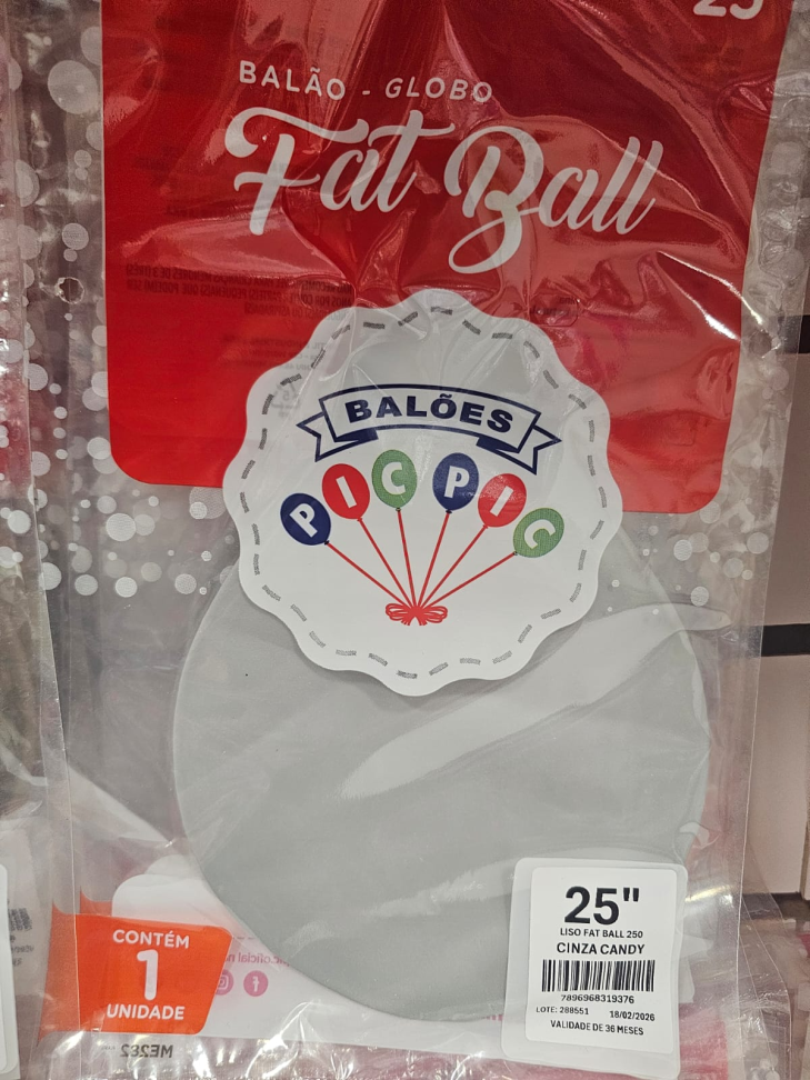 Balão Fat Ball Cinza Candy