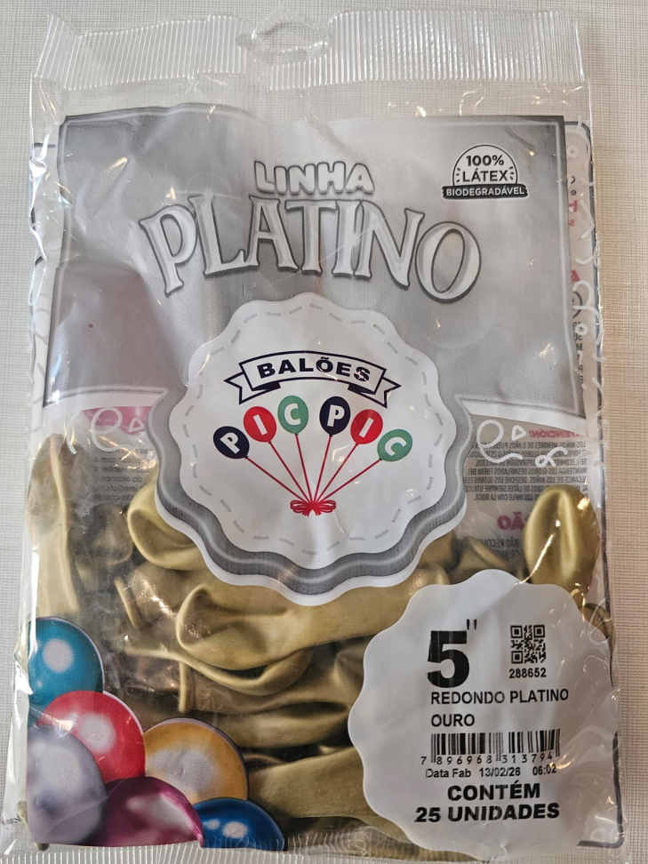 Balão Ouro Platino  5"