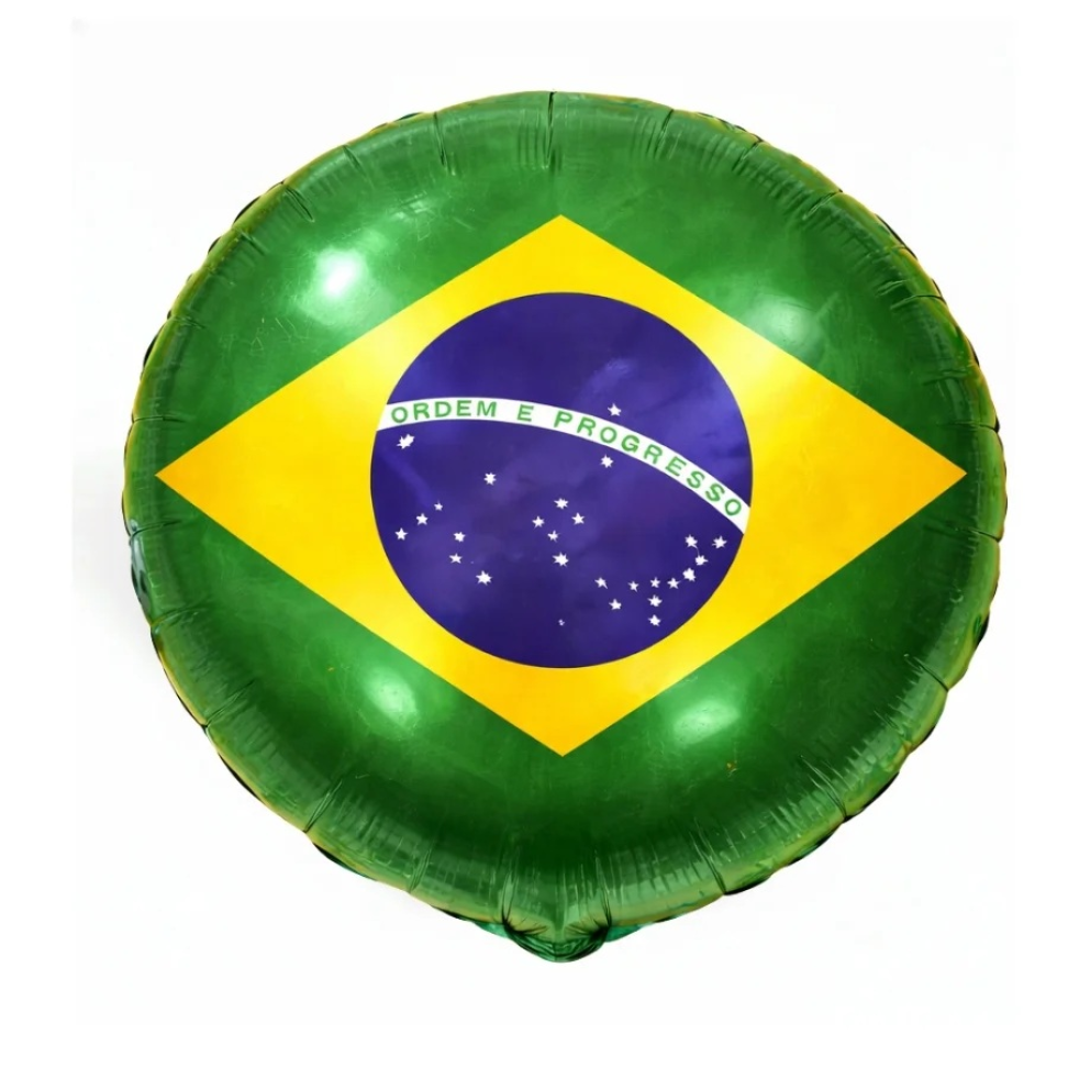 Balão Metalizado Redondo - Bandeira do Brasil 24"