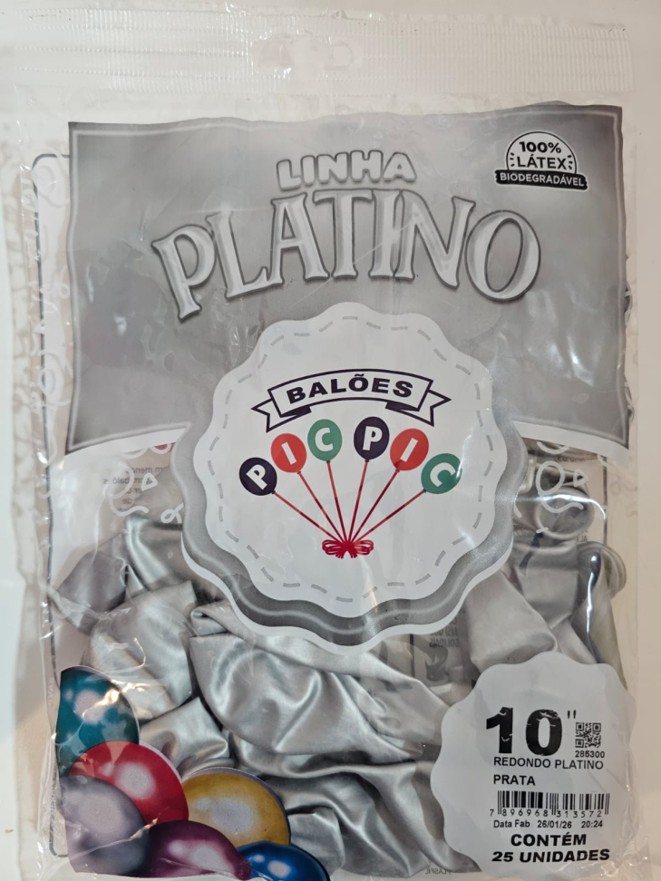 Balão Platino Prata 10"