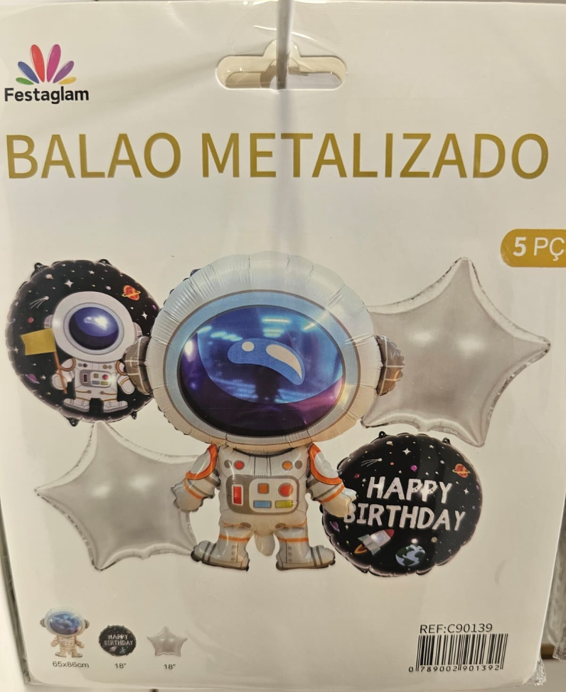 Kit Balões Metalizados Astronauta – 5 Peças