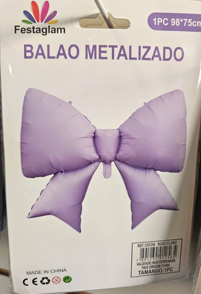Balão Metalizado Laço Lilás 98cm