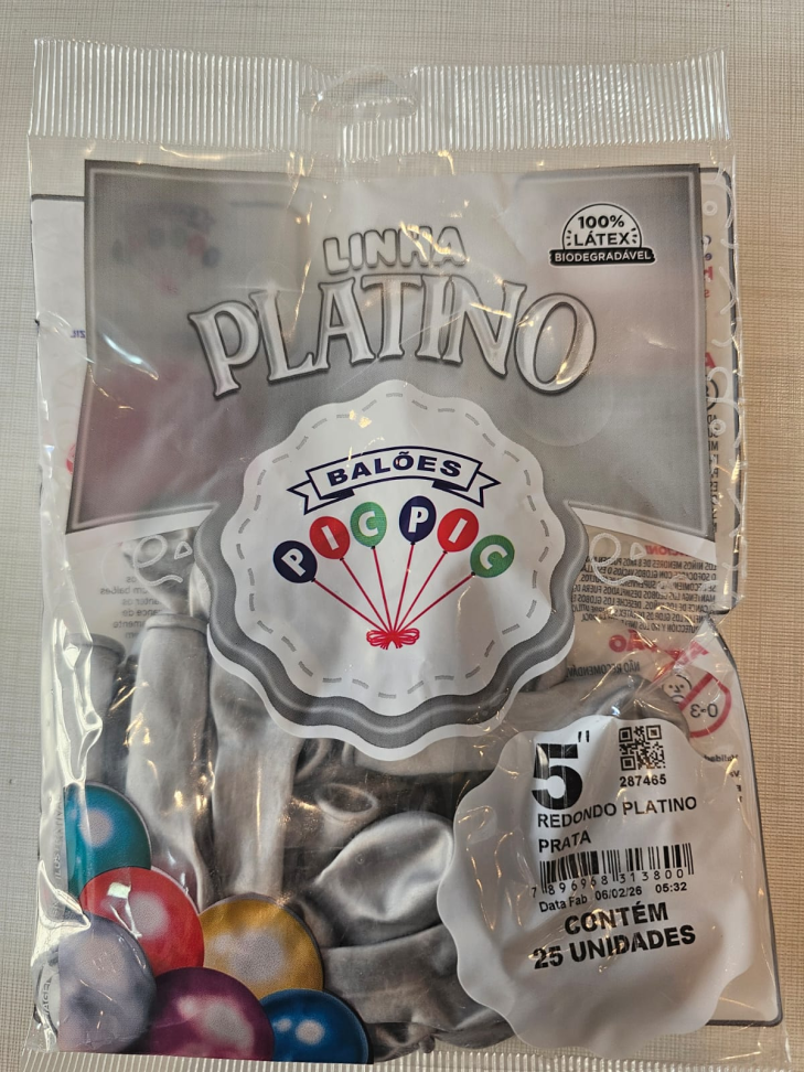 Balão Prata Platino  5"