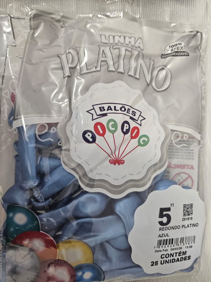 Balão 5" Platino Azul