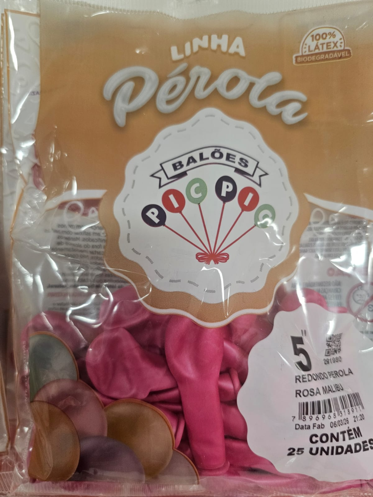 Balão Perola Rosa Malibu 5"
