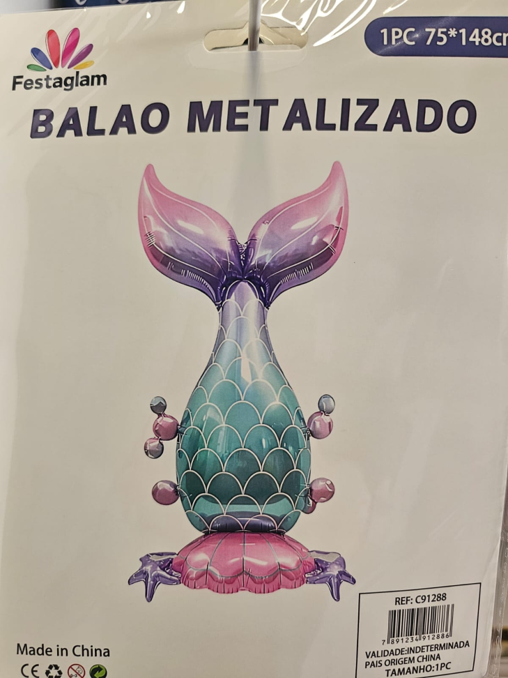 Balão Metalizado Cauda de Sereia 148cm