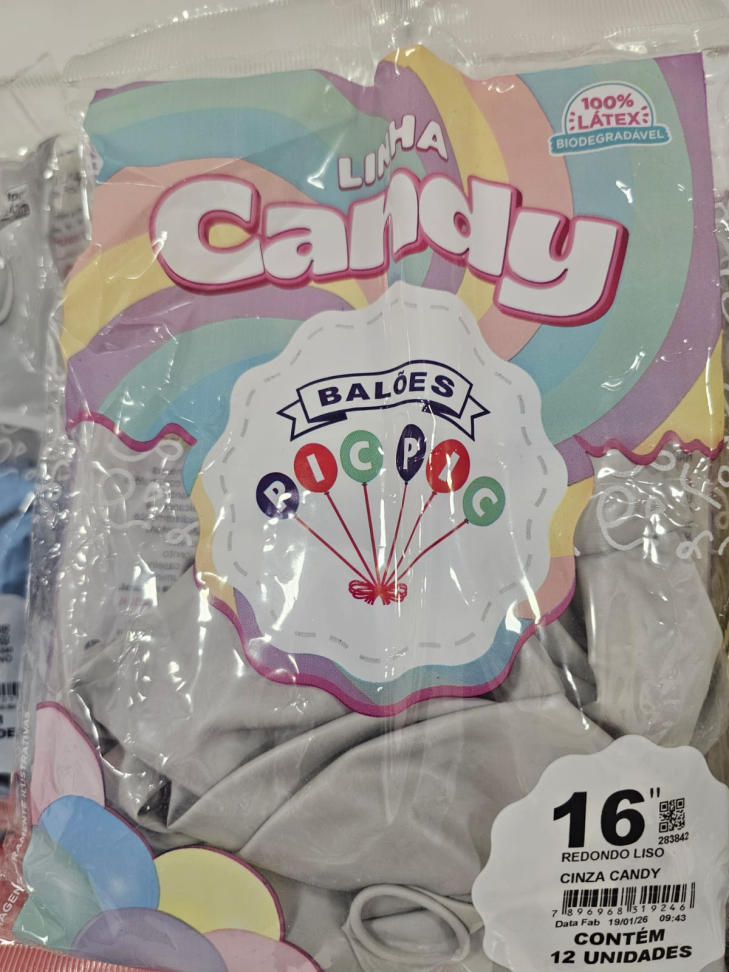 Balão Candy Color 16" Cinza Candy