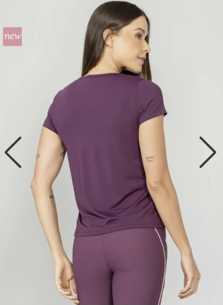 T-shirt decote redondo Run More roxo - #3