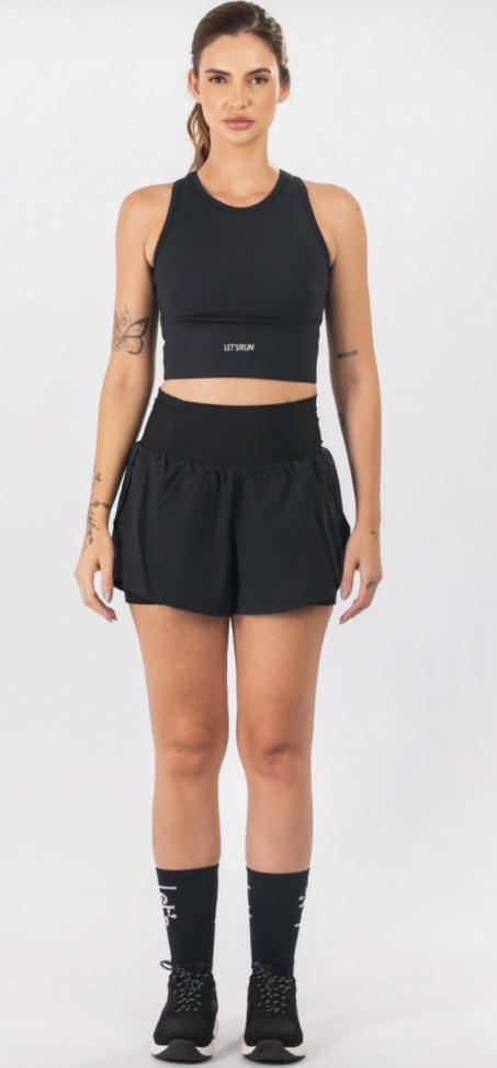Short Duplo Flow Let’s Gym preto