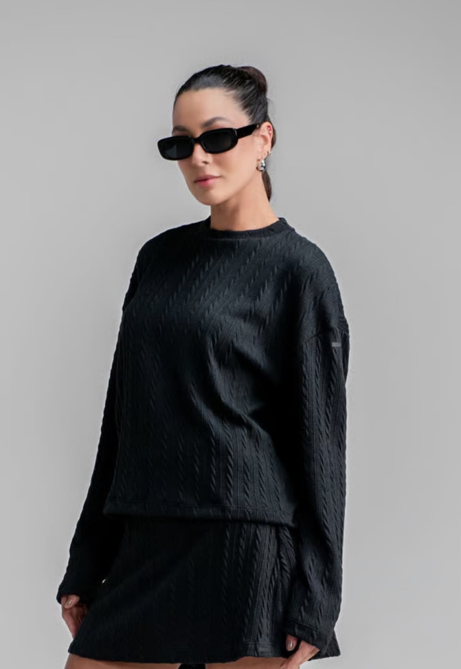 Blusa Trico manga longa Larulp preto