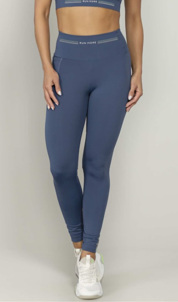 Legging com bolso preto Run More azul