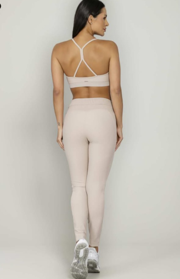 Legging cintura alta Run More bege