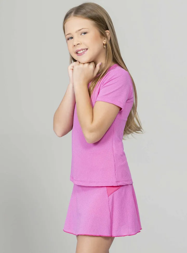 T-Shirt kids decote redondo Run More rosa - #2