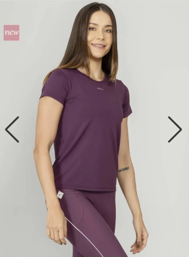 T-shirt decote redondo Run More roxo