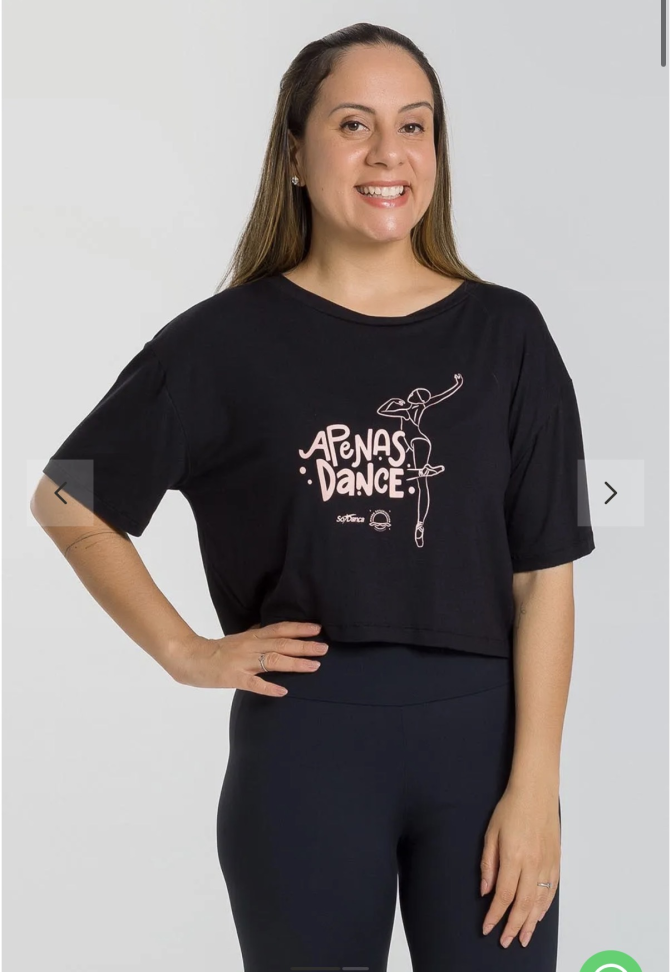 Camiseta Cropped Ballet Preta Adulto