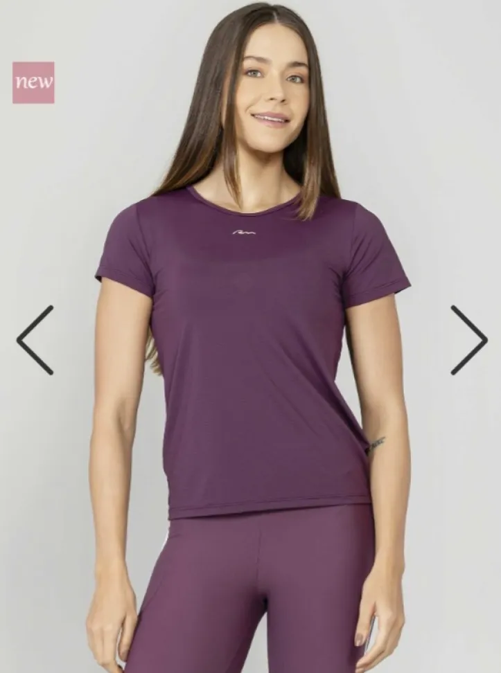 T-shirt decote redondo Run More roxo