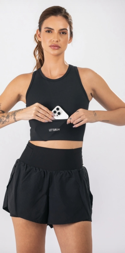 Cropped Run Let’s Gym preto