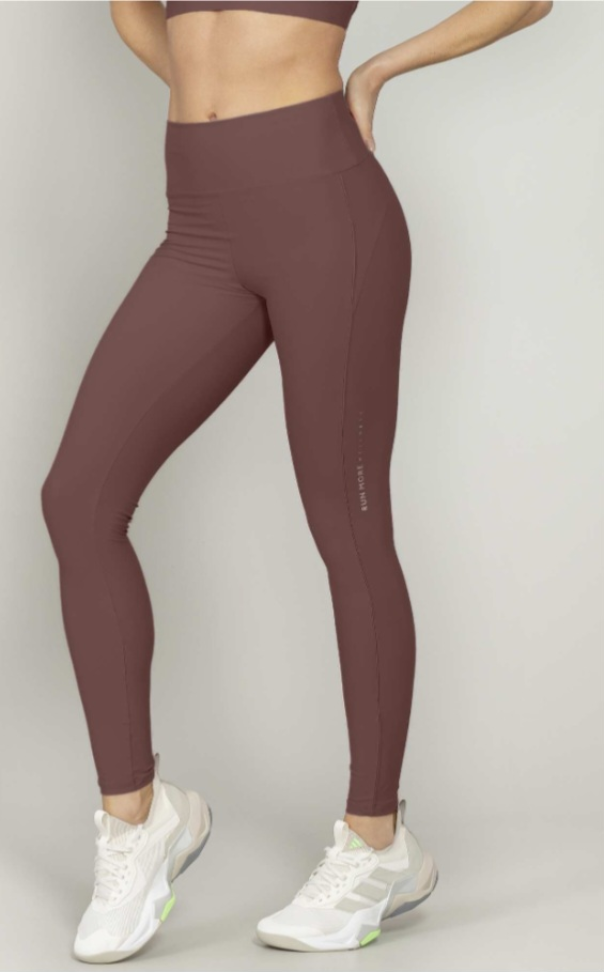 Legging com bolso preto Run More marrom