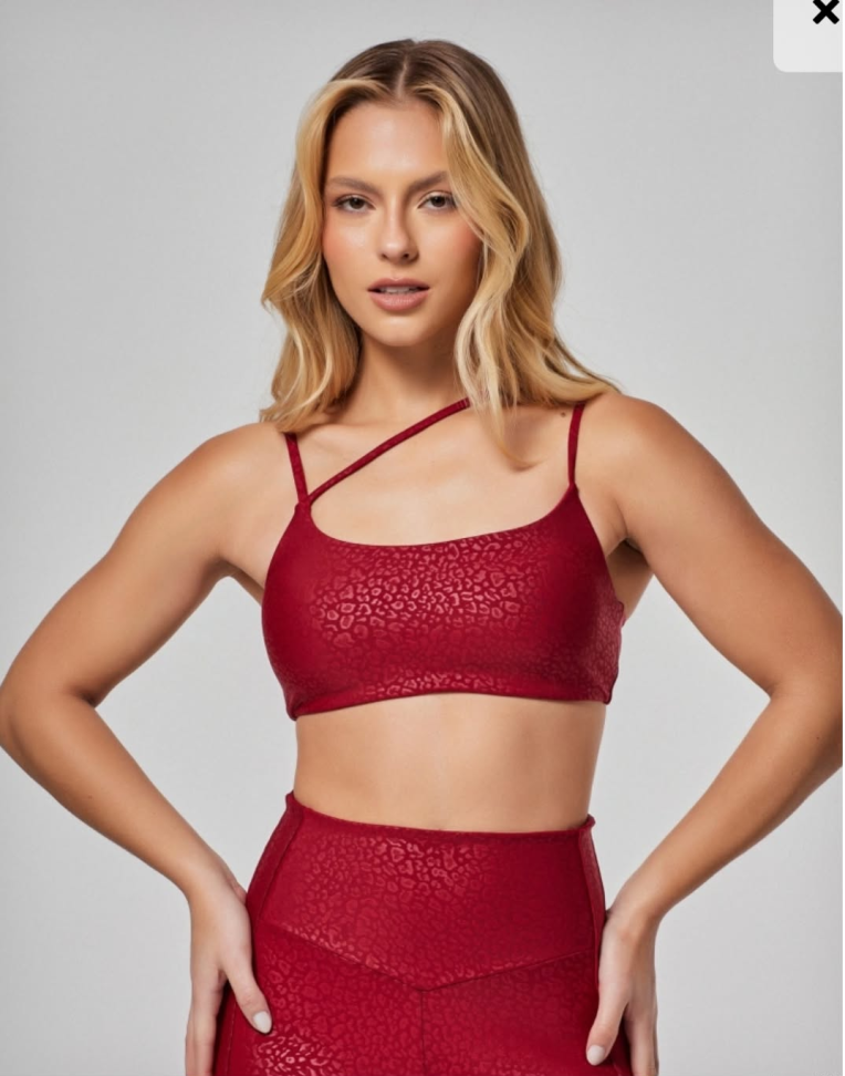 Top Leve Sustentação Estampa onça Vestem vermelho
