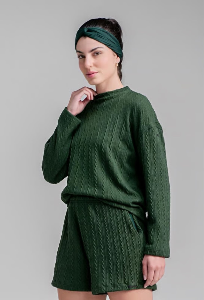 Blusa Trico manga longa Larulp verde