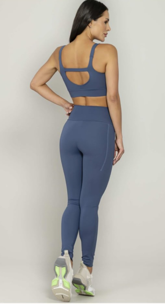 Legging com bolso preto Run More azul - #3