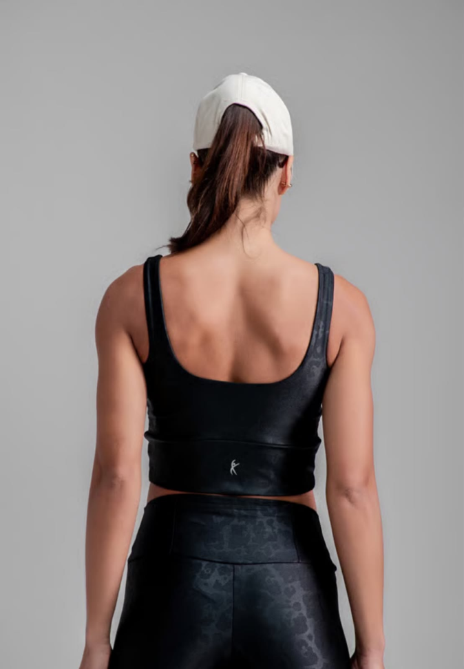 Top Larulp preto estampa onça - #3