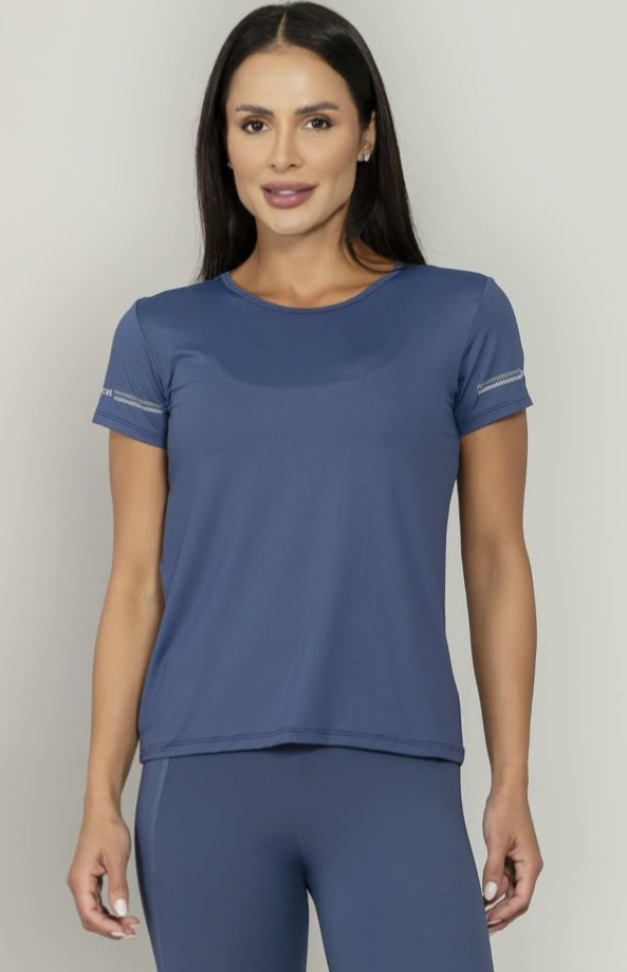 T-Shirt com recortes Run More azul