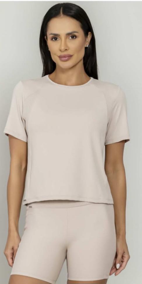 Blusa com recorte Run More bege