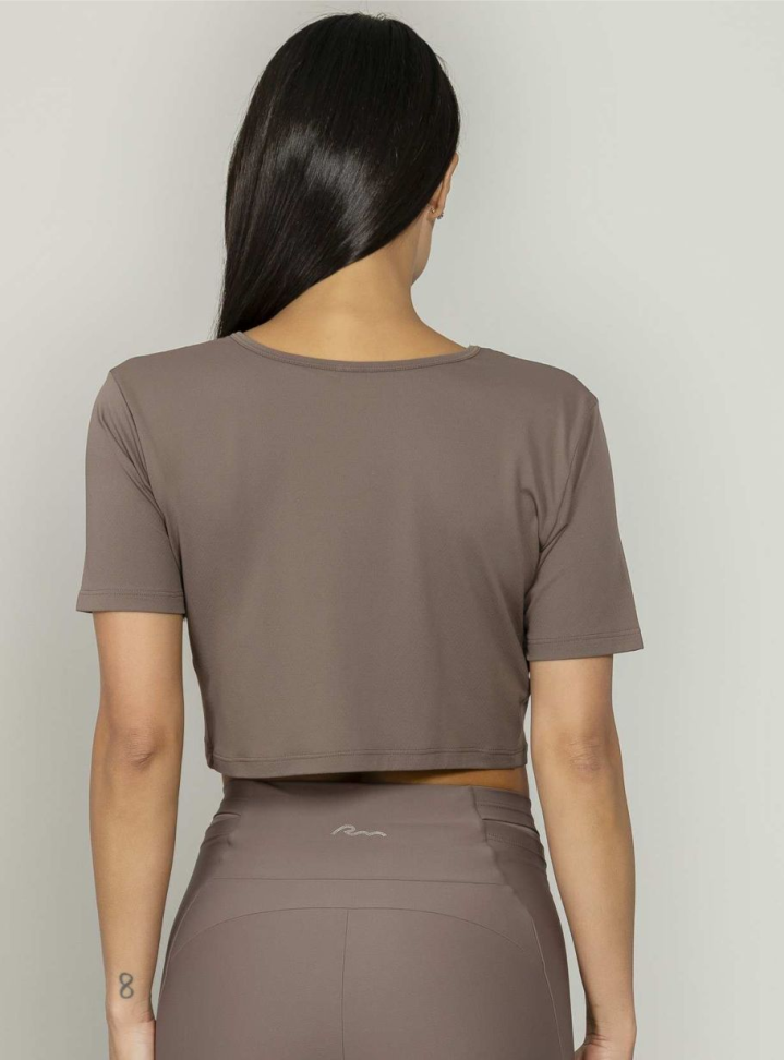 Blusa cropped Run More marrom/bege - #3