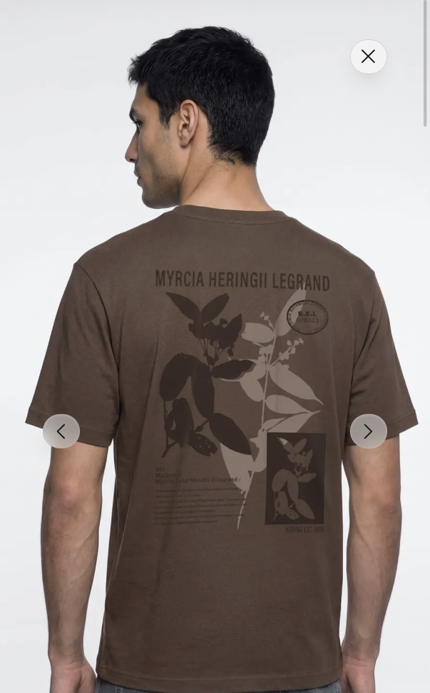 Camiseta Algodão Marrom Estampada