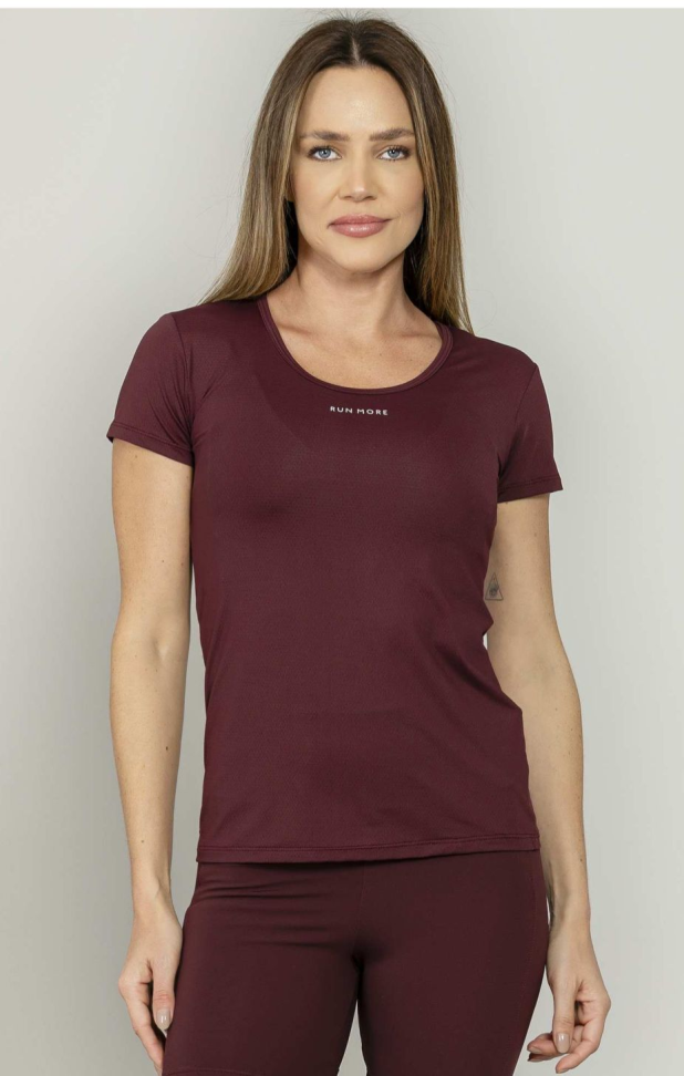 Baby look Decote redondo Run More bordo